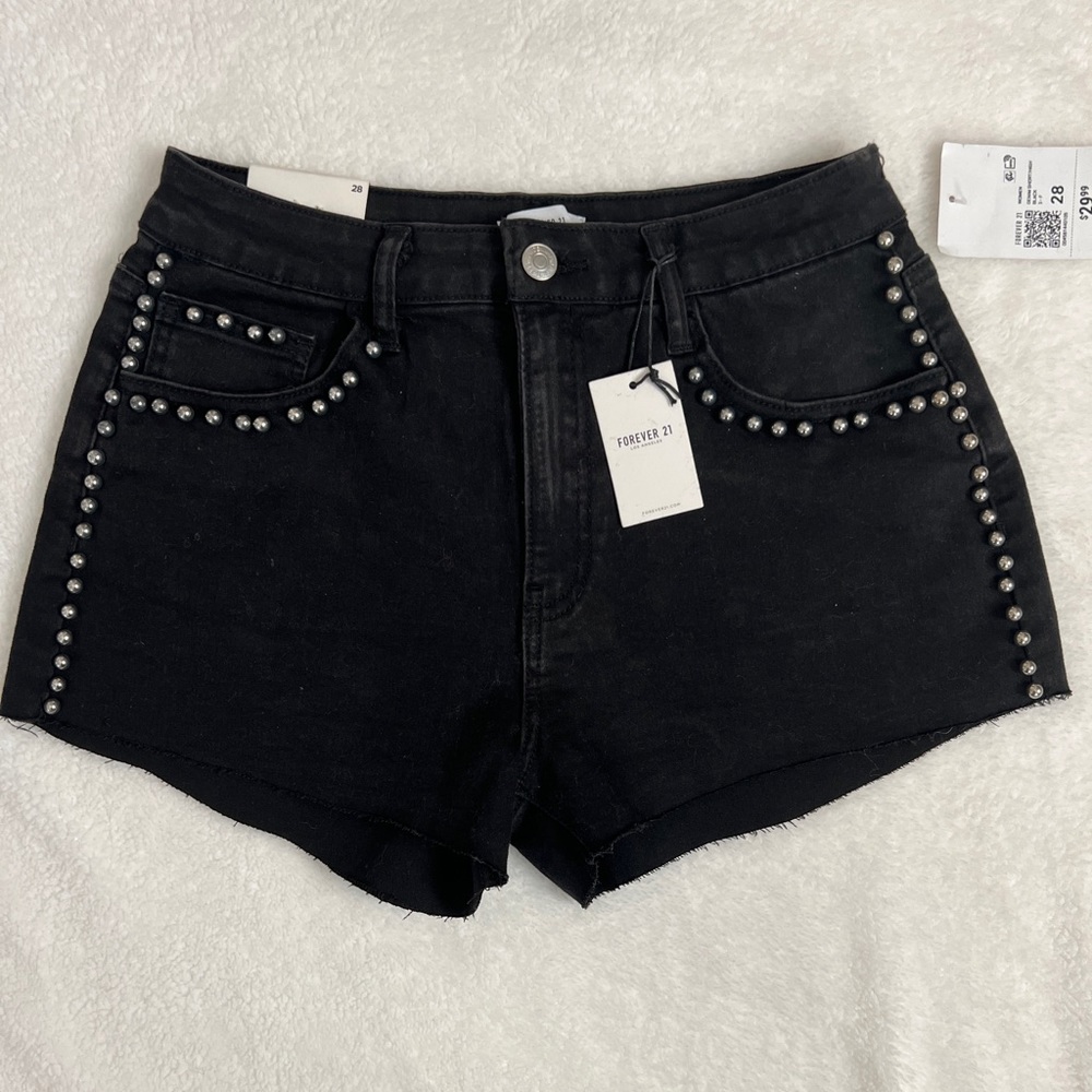Studded Denim Shorts